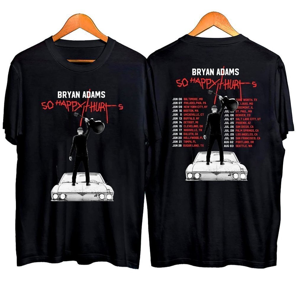 Bryan Adams Tour  Shirt So Happy It Hurts  Tour Dates Shirt 2 Sided